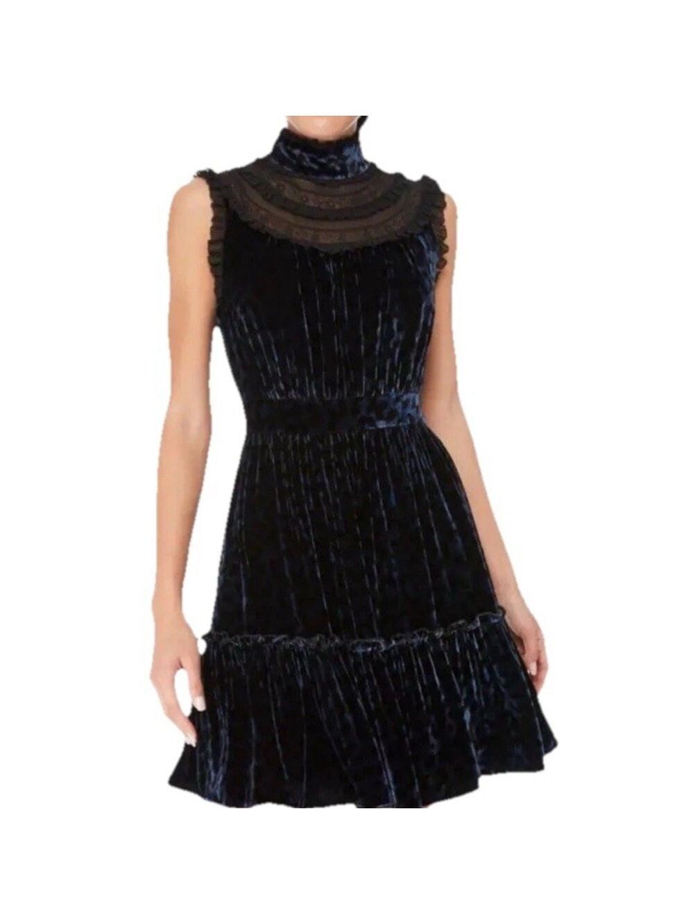 Kate Spade Velvet Silk Lace Cocktail Dress Black Sz 6 Luxury Party Holiday $400